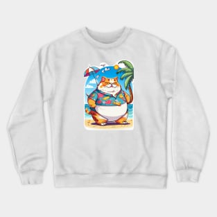 Uncle Cat in Beach Crewneck Sweatshirt